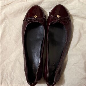 Tory Burch Dark Red Patent Flats